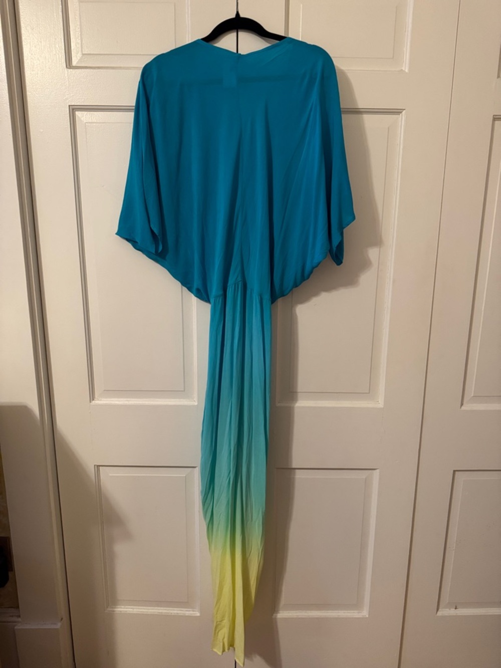 NWT Young Fabulous & Broke Bright Teal/Yellow Ombré Dress Coverup Gathered Front - Picture 3 of 11